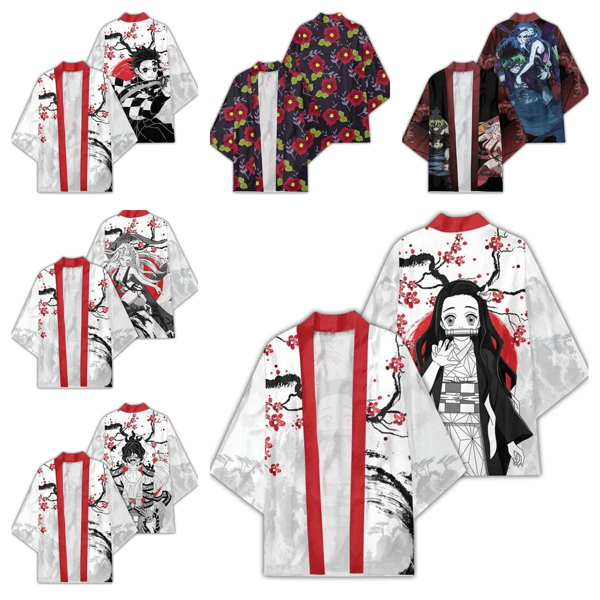 Anime Demon Slayer Kimono Kamado Tanjirou Cosplay Wafuku Nezuko 3D Printing Cloak Cardigan Yukata Jacket Sportswear Pajamas