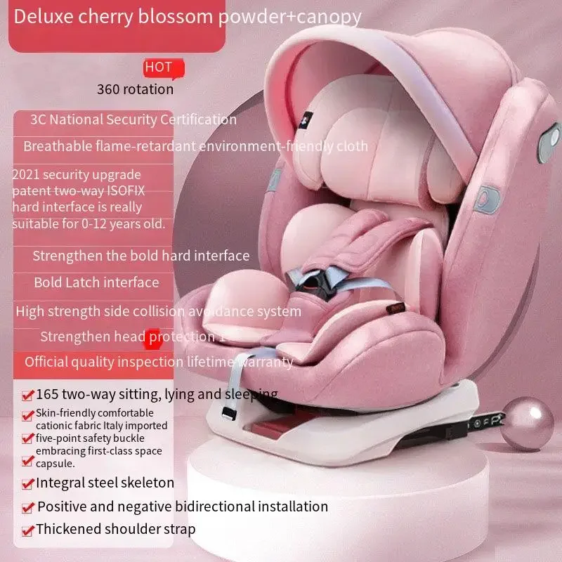 Two-way Seat Child Safety Seat Swivel Car Seat Comfortable Sponge Cushion Infant and Toddler Can Sit and Recline Car Safety Seat