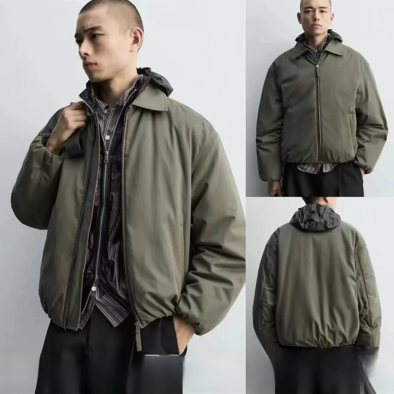 

New Men's Casual Zipper Collar Jaet Cotton Polyester Blend Stand Fit Long Sve Regular Length Outerwear for Daily Use