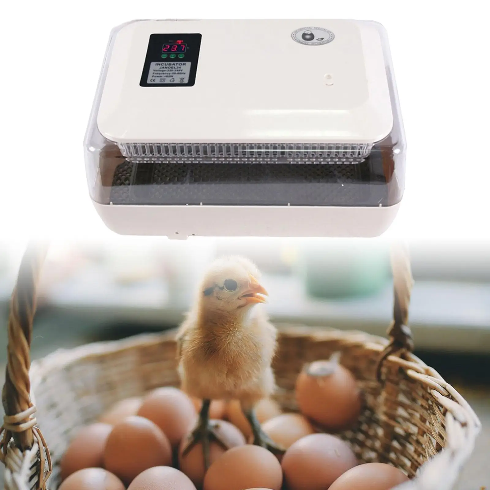 Automatic Egg Incubator Portable Adjustable Transparent Poultry Brooder Household Poultry Hatcher for Duck Birds Pigeon Goose