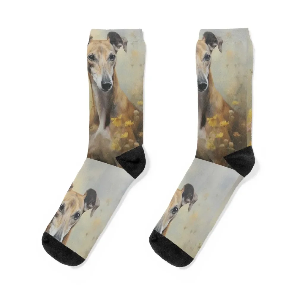 

Painting Of Spanish Greyhound Galgo Dog Socks aesthetic funny gifts Socks Men's Women's