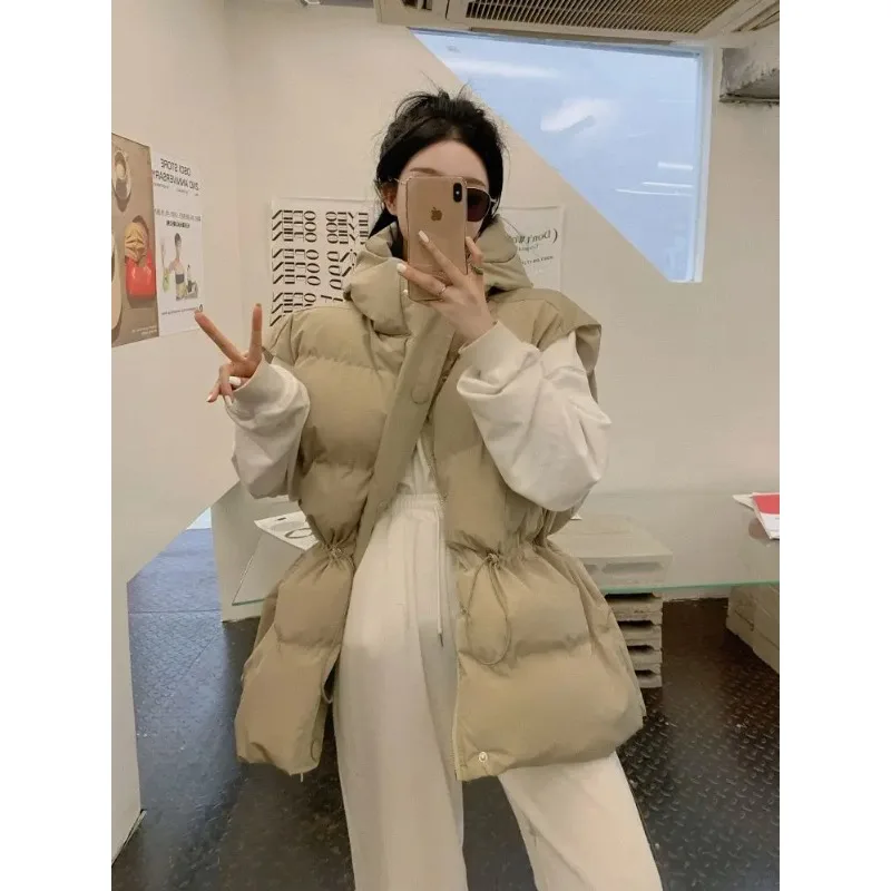 2025 Autumn and Winter New Loose Shoulder Thickened Jacket Wearing Down Cotton Vest Coat for Women