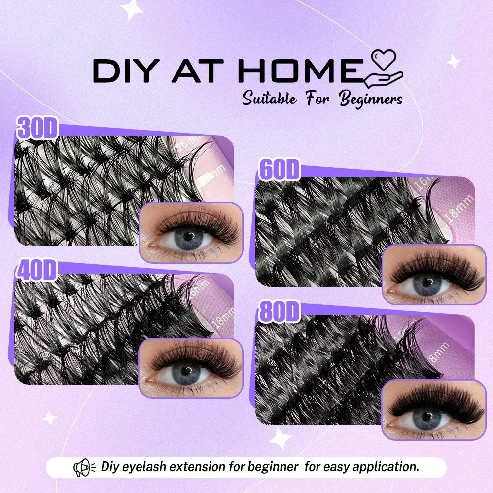 8-16mm Length Eyelash Clusters Kit 30D/40D/50D/60D Large Capacity False Eyelashes Volume Fans Natural Look
