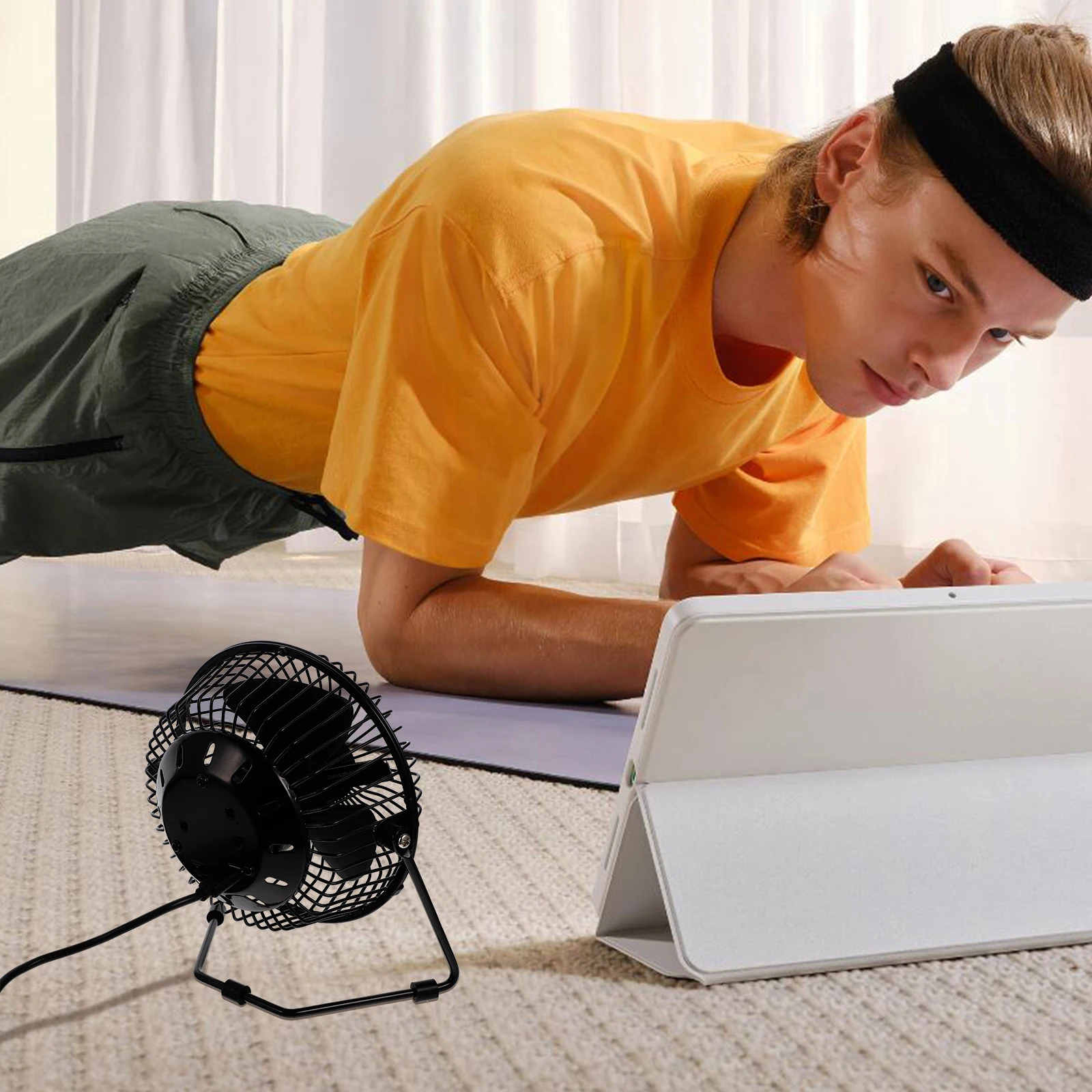 

USB Temperature Mini Portable Personal LED Fan Desktop Travel 360 Rotation Frame Computer Car Table Use