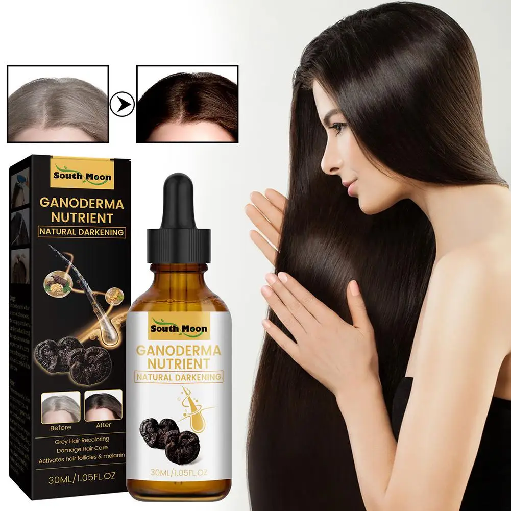 New Anti-greying Hair Serums Ganoderma Nutrient Hair Darkening Serums Anti Grey Hair Essence For Regrow Thicker Anti Hair Loss