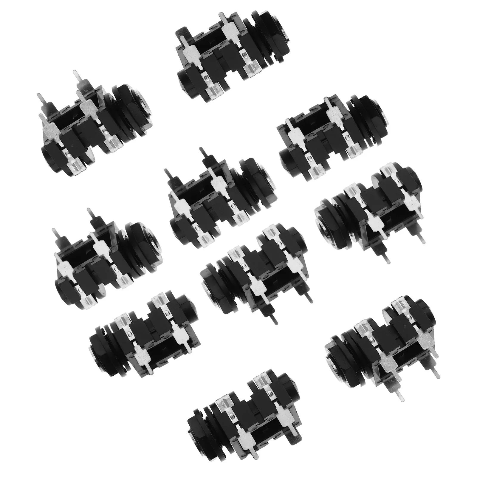 

10Pcs Audio Jack Socket Turtle Type 6.35mm 4-Pin Mono Microphone Plug Adapter Metal Guitar Output Jack for Studio Stage