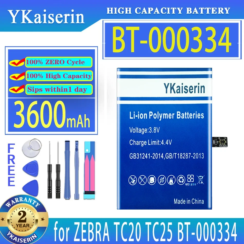 

YKaiserin Battery BT000334 BT-000334-01 3600mAh for ZEBRA BT-000334 TC25 TC20 Digital Bateria