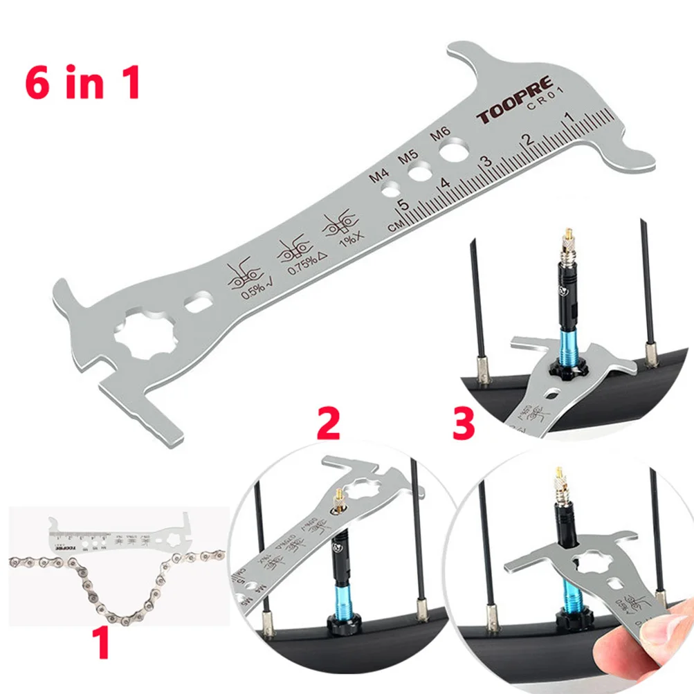 6 In 1 Mountain Bike Chain Measuring Ruler 8/9/10/11/12 Speed Bicycle Chain Abrasion Checker Chain Gauge Caliper Test Tool