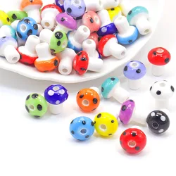 Colorful Little Mushrooms Ceramic Beads For Jewelry Making DIY Bracelet Earring Color Ceramic Mushrooms Jewelry Accessories
