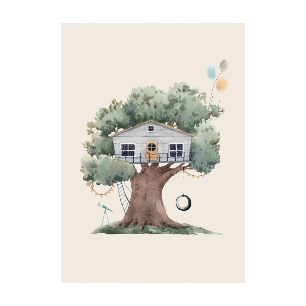 2026 Cartoon Cute Animals Poster Nursery Fox Rabbit with Balloon Prints Canvas Painting Wall Art Pictures for Home Kids Room Dec