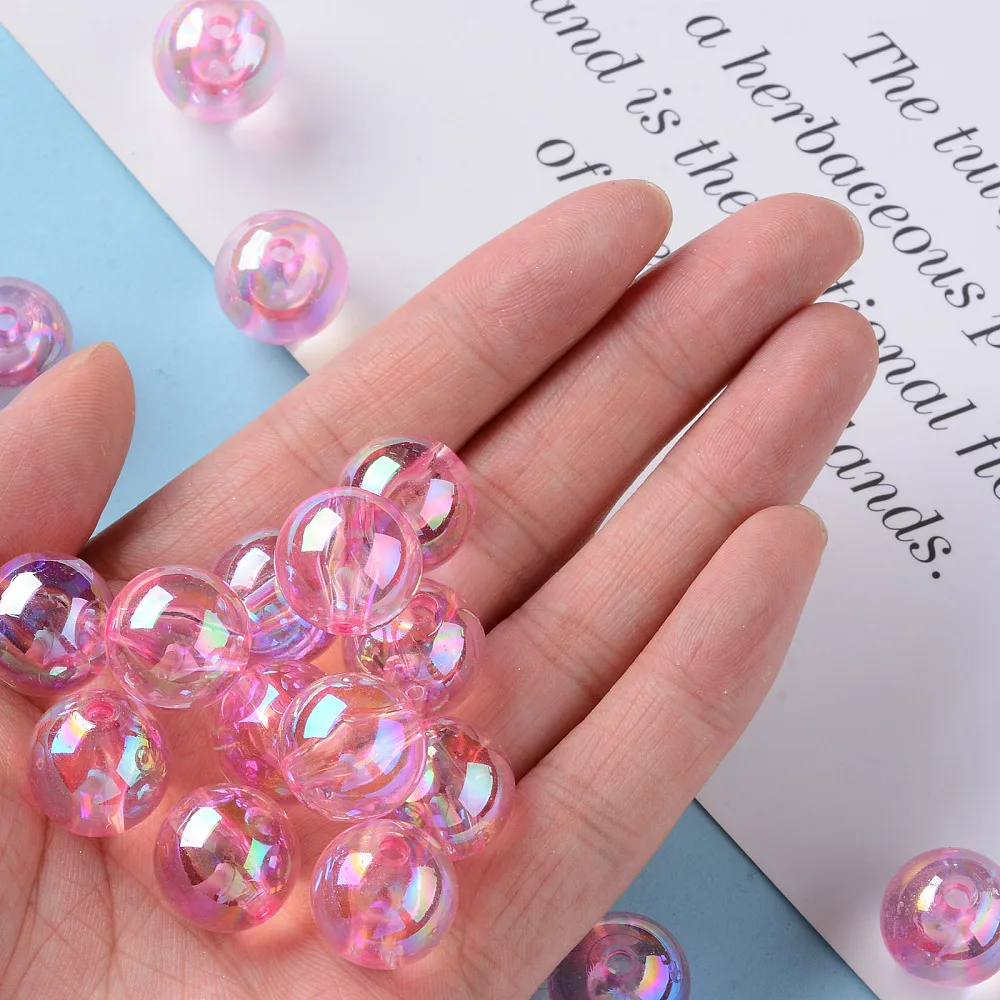 PandaHall 220 Stück AB-beschichtete transparente Acryl-Rundperlen, 16mm Mehrfarbige Schillernde Oberfläche für DIY Armband Schmuck Basteln – Detail 34