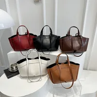 Bolso de mano de cuero suave de Color sólido para mujer, bolso grande de un solo hombro, conjunto de viaje de gran capacidad, bolsos de compras, bolsos cruzados