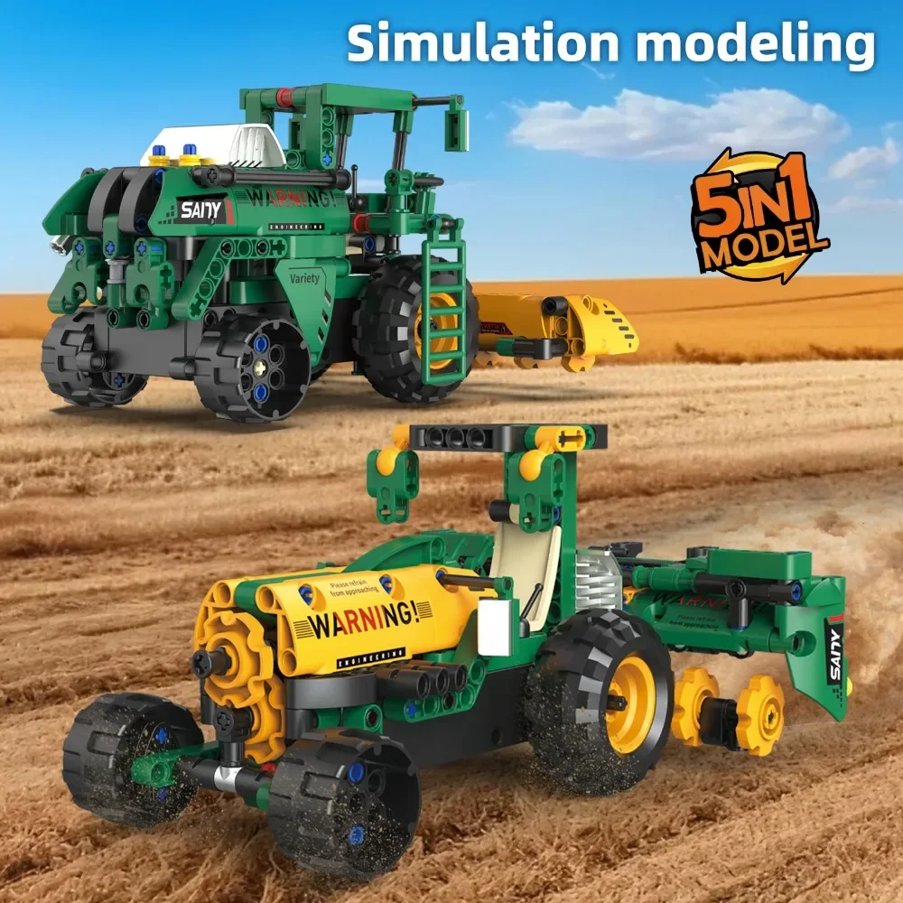 96234 331PCS 5 in 1 Farm Vehicle Building Kit STEM RC Tractor Toy with Remote Control Educational Gift for Kids Adults