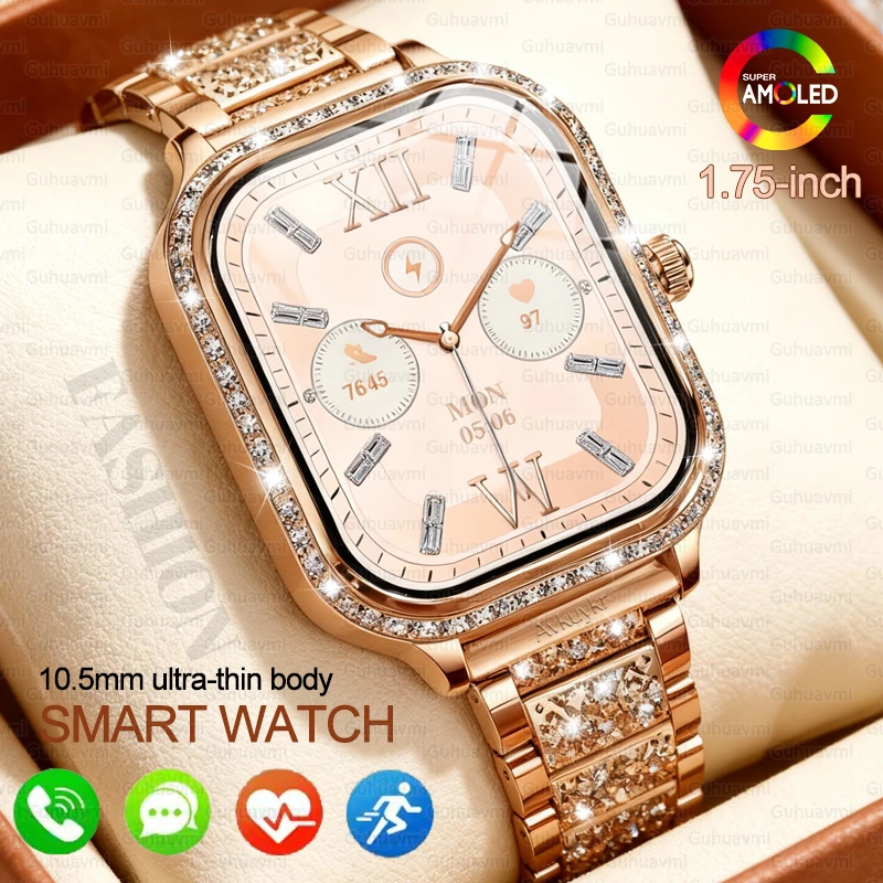 

2026 New Ultra-Thin 1.76 AMOLED Curved Screen Watches HD Display Time BT Call Men Women Smart Watch Ladies Gift For Android IOS