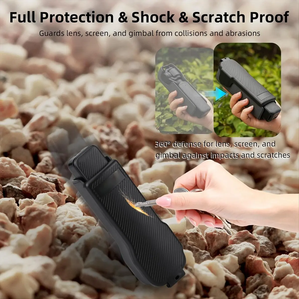 L77A For Pocket 3 Cover Case Accessories, Gimbal Flip Protective Cover Lens Protector Cap Holds 3 Filters Combo