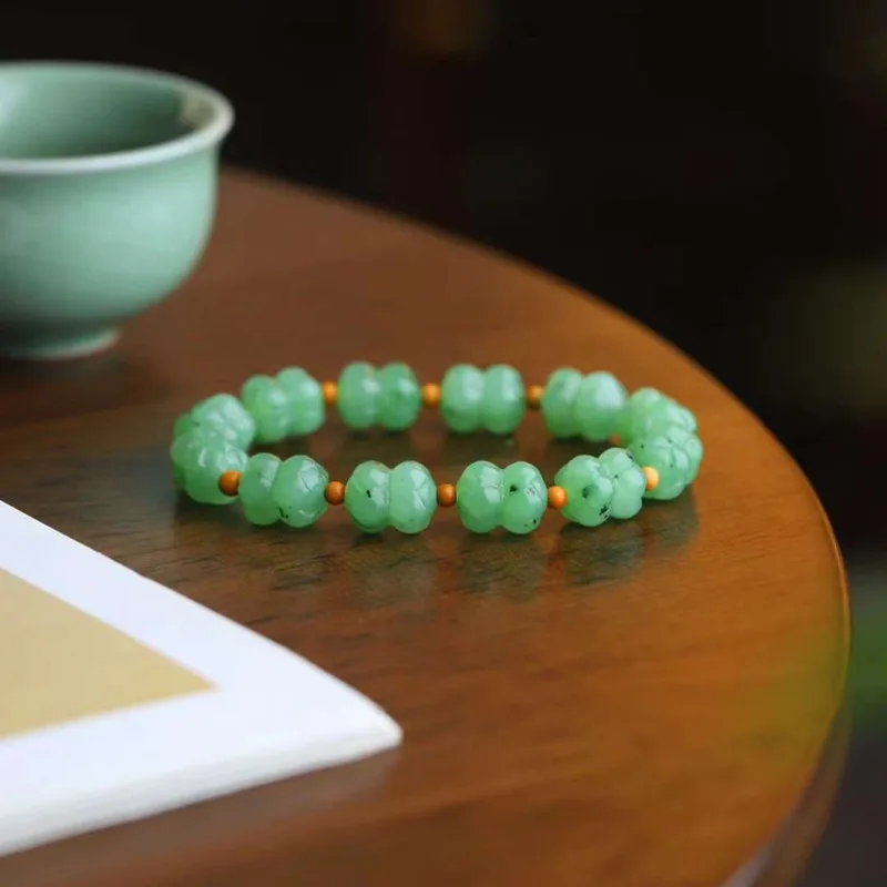 Natural Hetian Jade Russian Old Material Double Bracelet