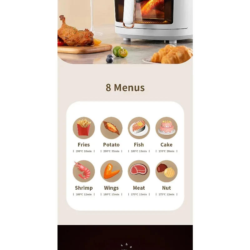 국경 간 8L 에어 프라이어 터치 스크린 가정용 대용량 에어 프라이어