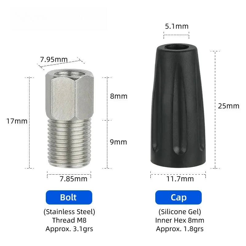 جوفاء بولت M8 الموضوع للدراجات الصحن الهيدروليكي الفرامل إبرة حلقات الزيتون الربط ، اختياري هلام المطاط كم غطاء BH59 BH90
