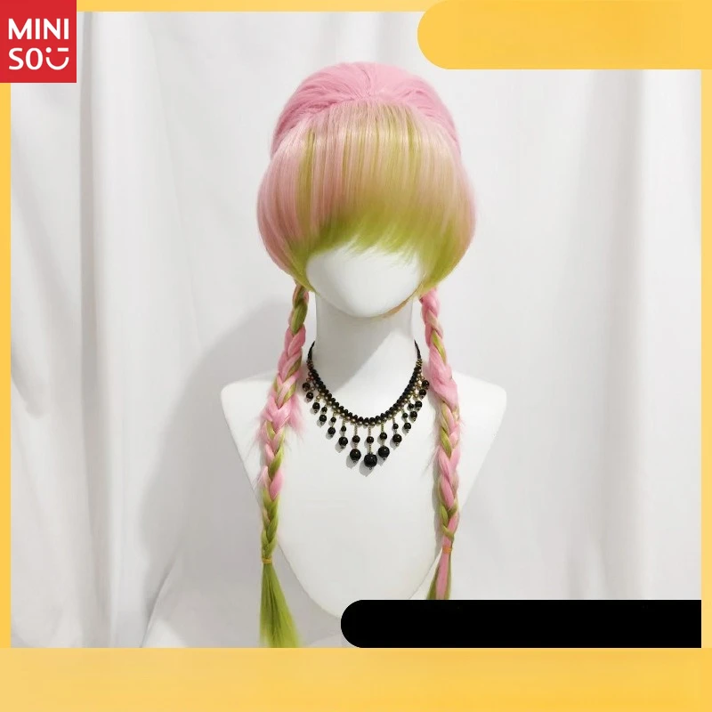 

Miniso Demon Slayer Mitsuri Kanrodji Косплей Парик: Розовый и Зеленый Ombre Длинные Волосы с Косами