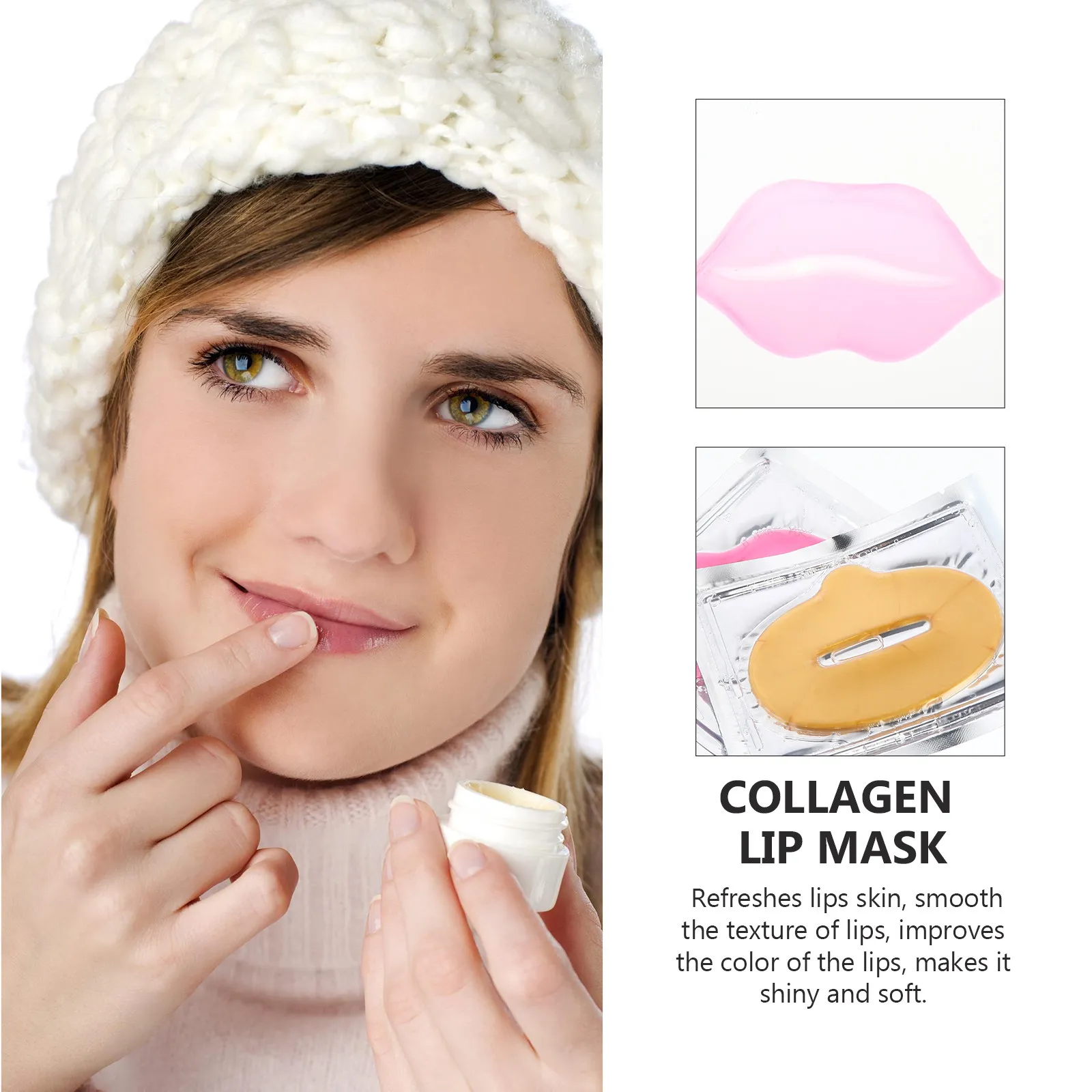 20Pcs Lip Mask Collagen Hydrating Pads Moisturizing Nourishing Anti-Aging Anti- Care Smooth Soft Plumper