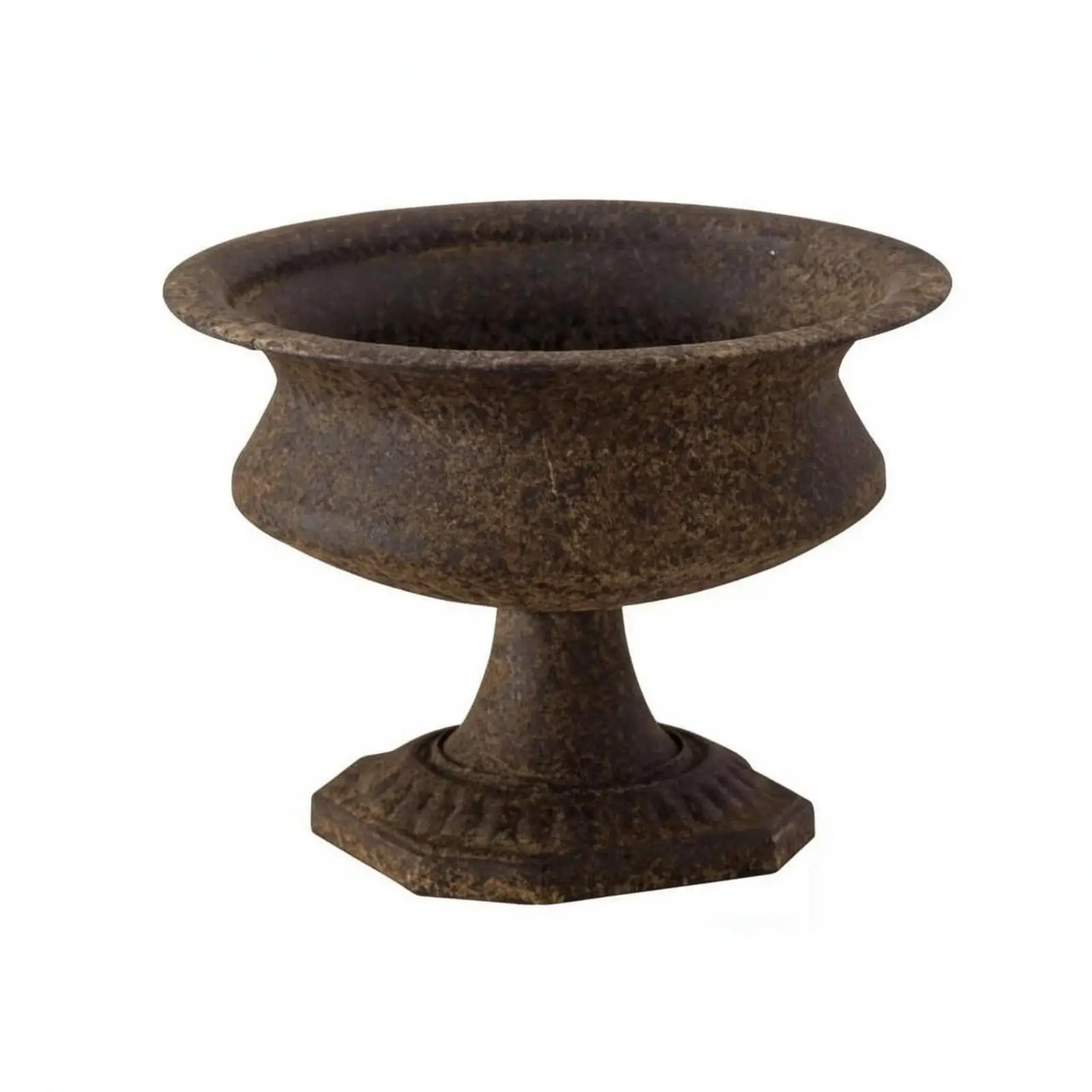 Vintage Metal Flower Vase Flared Rim Rustic Planter Dark Brown for Living Room