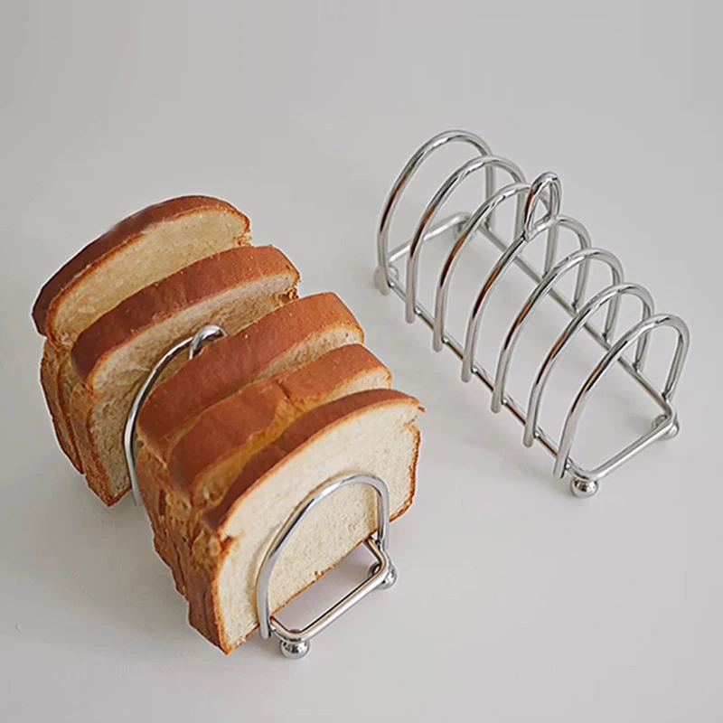 Stainless Steel Toast Bread Rack Restaurant Home Bread Holder 6 Slices Food Display Tool For Restaurant Kitchen Accessories