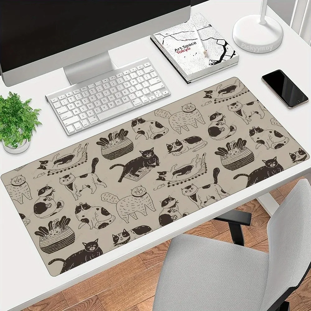 Cute cat pattern, large-sized game table mat, anti-slip design alfombrilla ratón love and deepspace tapis de souris xxl