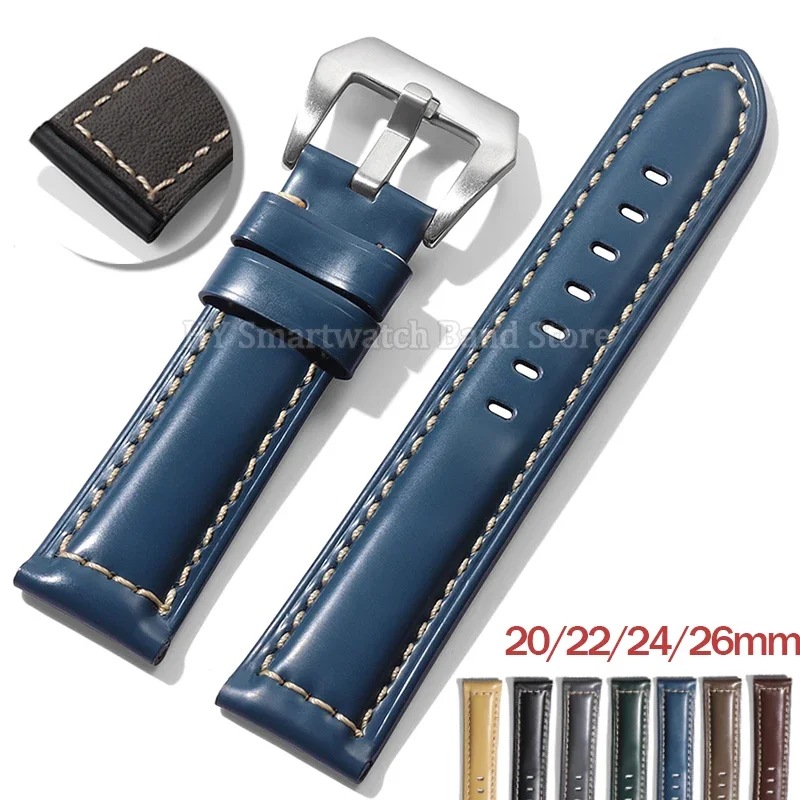 20mm 22mm 24mm 26mm Vintage Leather Watch Band for Panerai Strap for Seiko for Omega Bracelet Men Women Replacement Watch Strap