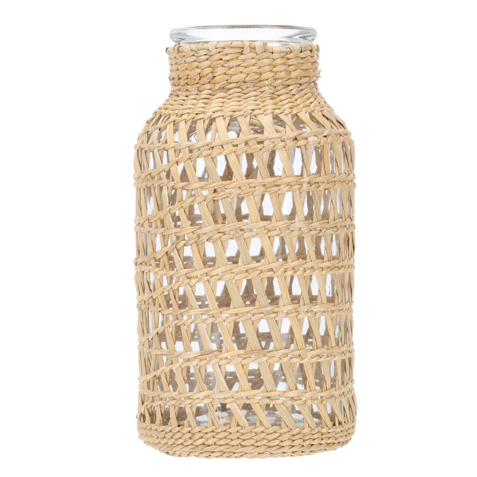 

Rattan Glass Vase HomeDecoration FlowerContainer HydroponicBottle SimpleDesign DriedFlower OfficeTable PlantBouquet EcoFriendly
