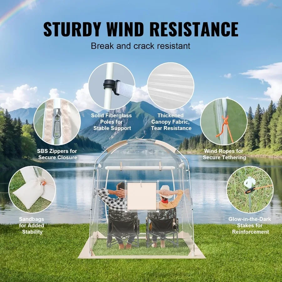 خيمة رياضية شفافة تتسع لـ 2-4 أشخاص مع تجميع بسيط - مأوى خيمة فقاعي مقاس 72 × 72 بوصة مثالي للمناسبات الخارجية وكرة القدم
