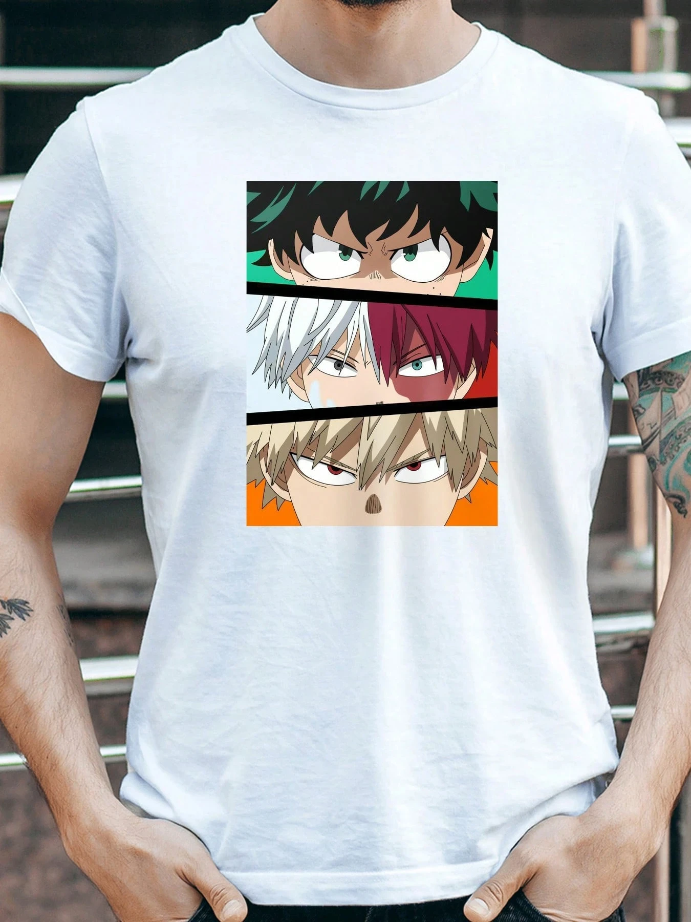 تي شيرت رجالي موضة أنيمي صورة ظلية التوضيح قميص مطبوع مريح قصير للجنسين تنفس harajuku القطن الشارع الشهير