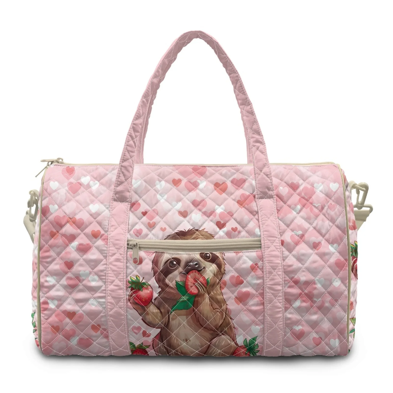 Coloranimal Love Sloth Print New Trend Travel Duffel Bag Polyester Zippered Luggage Duffle Bag for Vacation