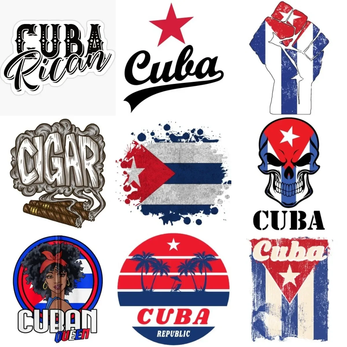 

Cuba Flag Skull Personalized PVC Material Sticker for Covered Scratch Decorate Car Bicycle Wall Room Table Fridge Van Helmet