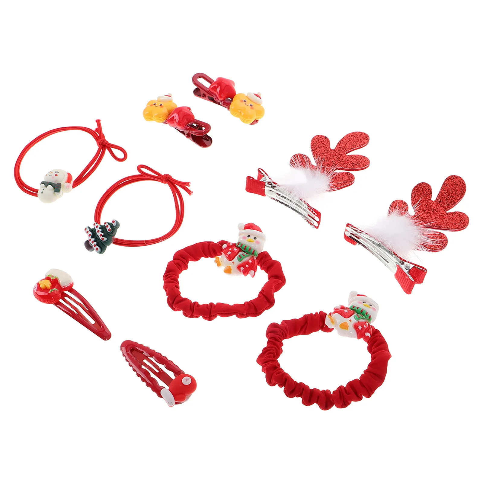 

10 Pcs Christmas Headband Headdress Glitter Hair Clip Headgear Cartoon Ties Antler Red Bow