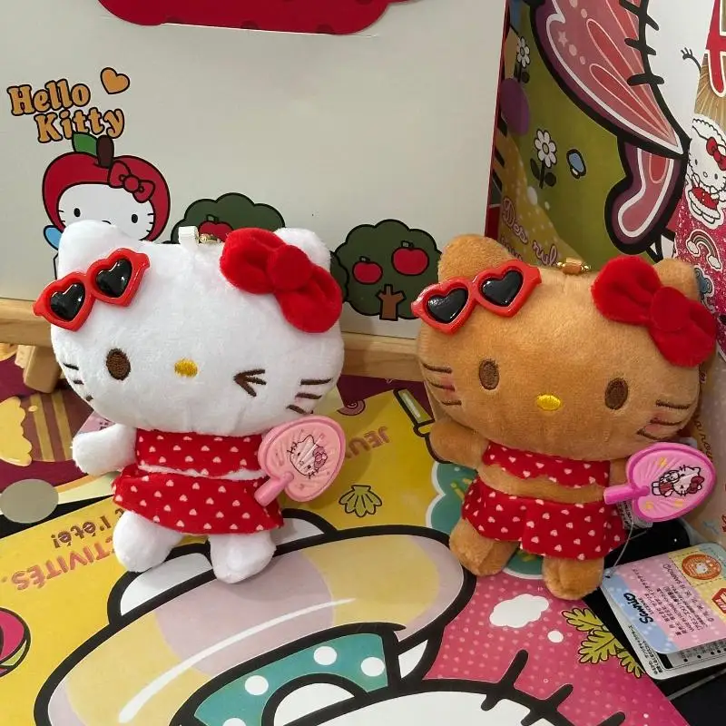 لطيف المرأة مرحبا كيتي حقيبة قلادة الوردي القوس القط الفراولة أفخم دمية سحر المفاتيح حقيبة ظهر الطالب اكسسوارات فتاة الهدايا