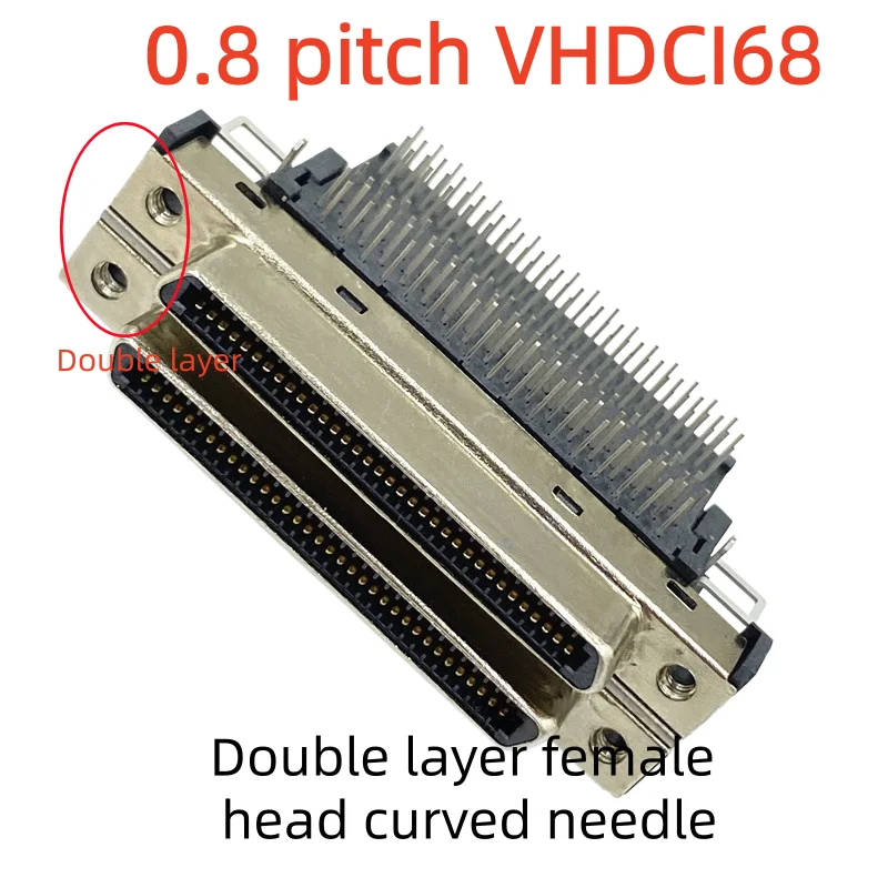 2PCS SCSI VHDCI68 VHDCI 68P V68 V.68 Single-layer Female Adapter 90 Degree Plug-in VHDCI 68P Female Connector