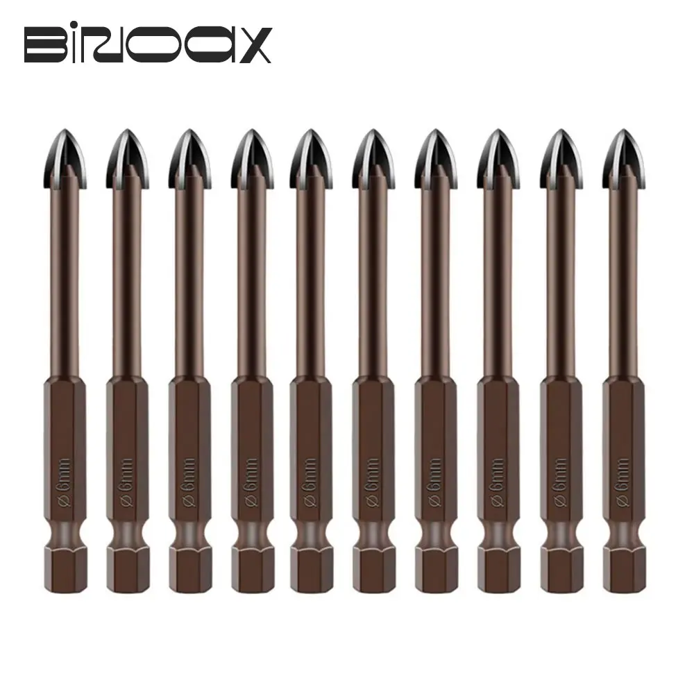 Binoax 10Pcs Glass Drill Bit Set Alloy Carbide Point with 4 Cutting Edges Tile & Glass Cross Spear Head Drill Bits 3~12MM