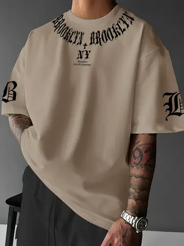 The new men's T-shirt for summer 2025 is a casual fashionable sporty breathable soft and simple 3D letter print