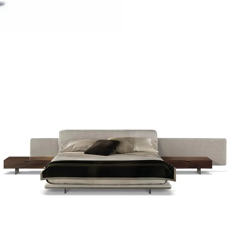 Italian minimalist horizon widescreen fabric bed master bedroom modern villa home light luxury high sense