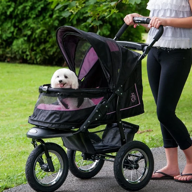 Luxury Folding Pet Stroller for Outdoor Dog Strollers Pet Trolley for Pet Stroller Carrier Travel With Large Wheels