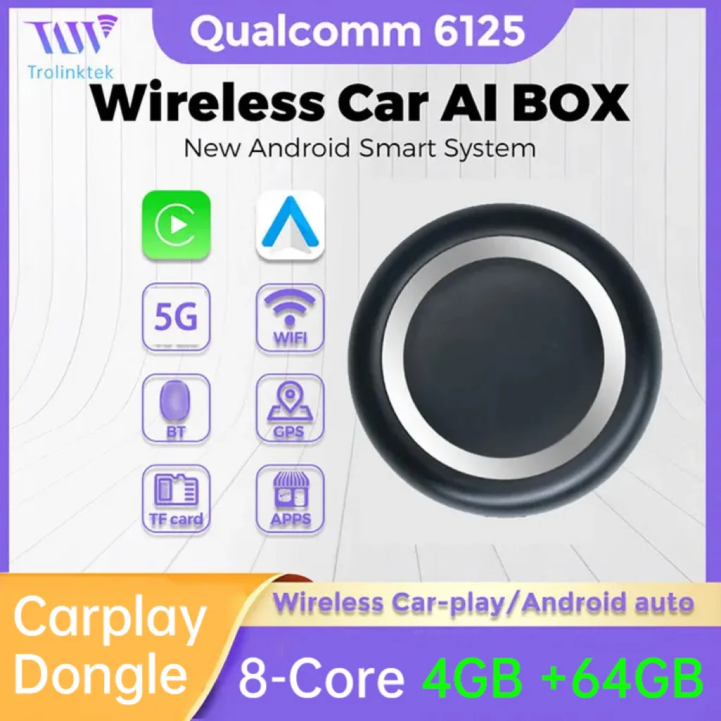 Trolink Android 13 CarPlay Ai Box 4 + 64G Беспроводная Android Auto Smart TV Box Автомобильные аксессуары для Benz Audi Kia Hyundai VW Toyota