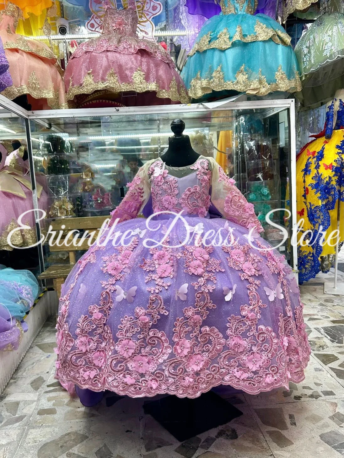 فستان أنيق ثلاثي الأبعاد مزين على شكل فراشة لفتاة الزهور لحفلات الزفاف من التول للأطفال وحفلات أعياد الميلاد الأولى فستاين سهرة/فساتين الحفلات حسب الطلب