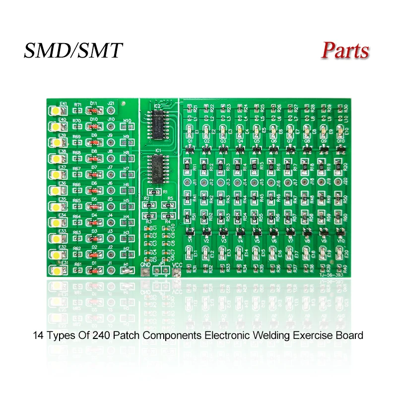 

SMD/SMT 14 Types Of 240 Patch Components DIY Soldering Skill Practice PCB Board Kit LED Lights Electronic Welding Project Kits