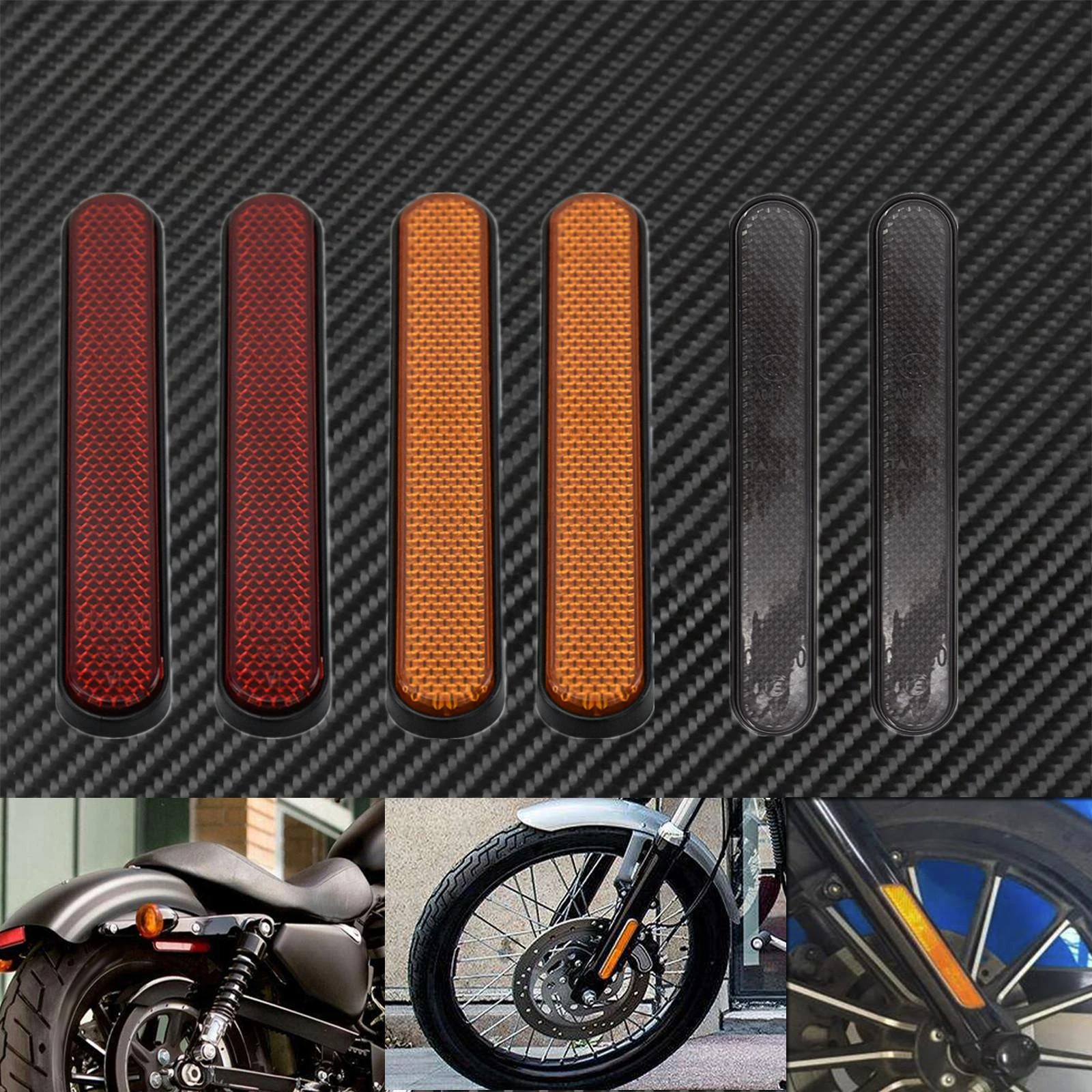 สําหรับ Harley Sportster XL Touring Dyna Softail 2xMotorcycle ด้านหน้าส้อมขา Reflector สติกเกอร์สะท้อนแสงขาคําเตือนความปลอดภัย