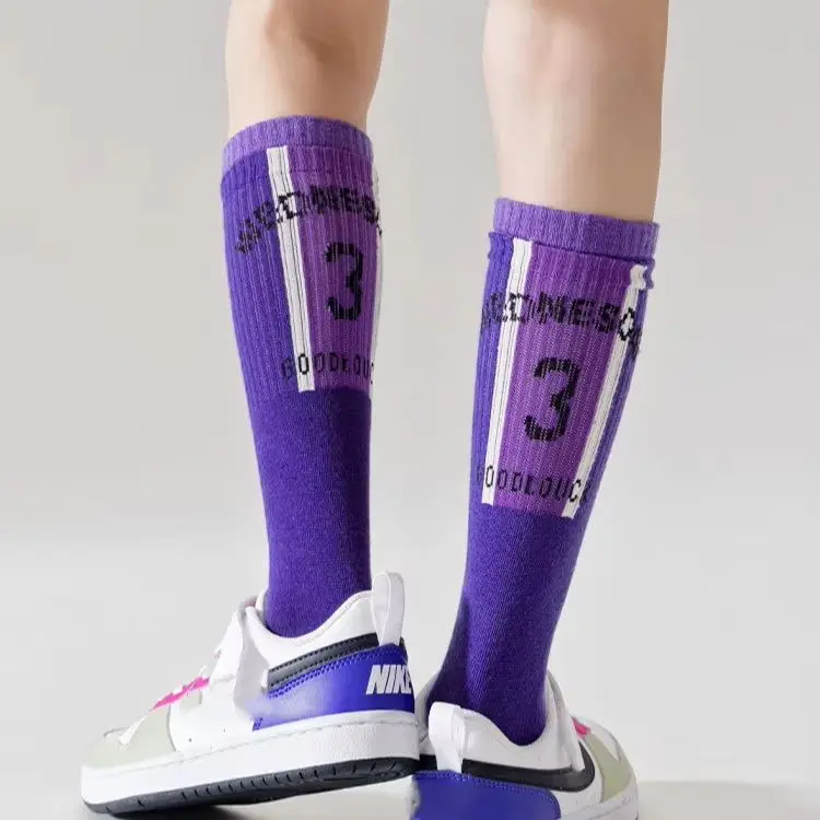 3-12T Boys Socks Long Socks Numbers Pattern Sport Socks Spring Knee Socks 4 Pairs
