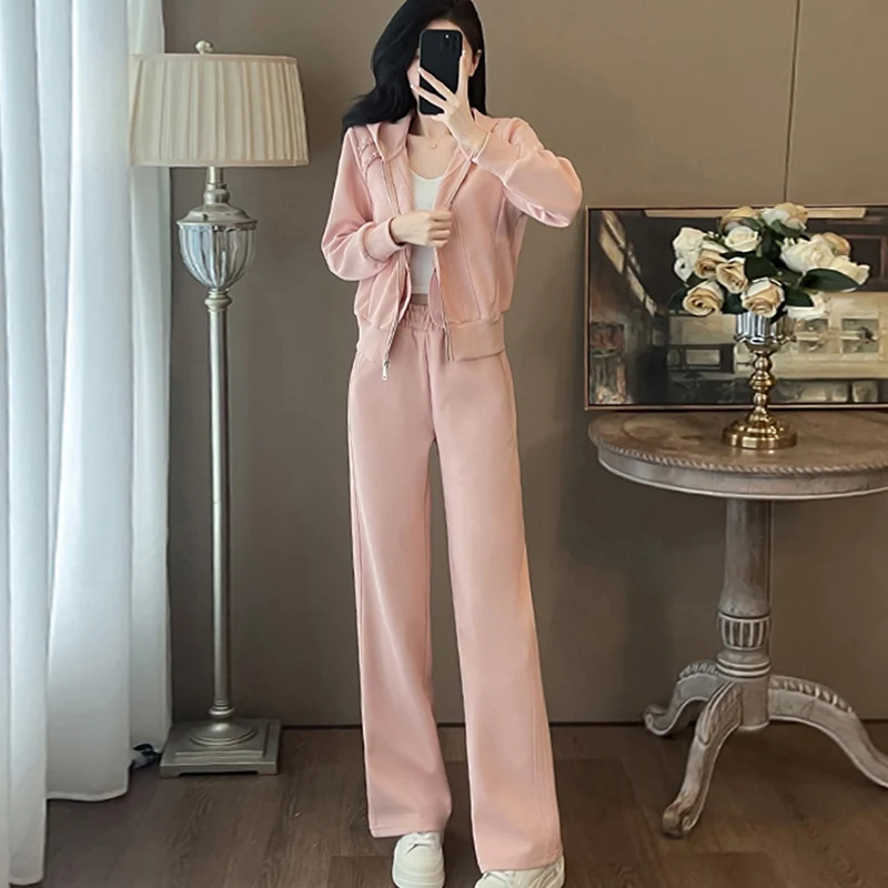 Green Casual Sportswear Set Women's Autumn Winter 2026 Fashion Anti-Aging Stylish Streetwear Sweatshirt Pants Two-Piece Set