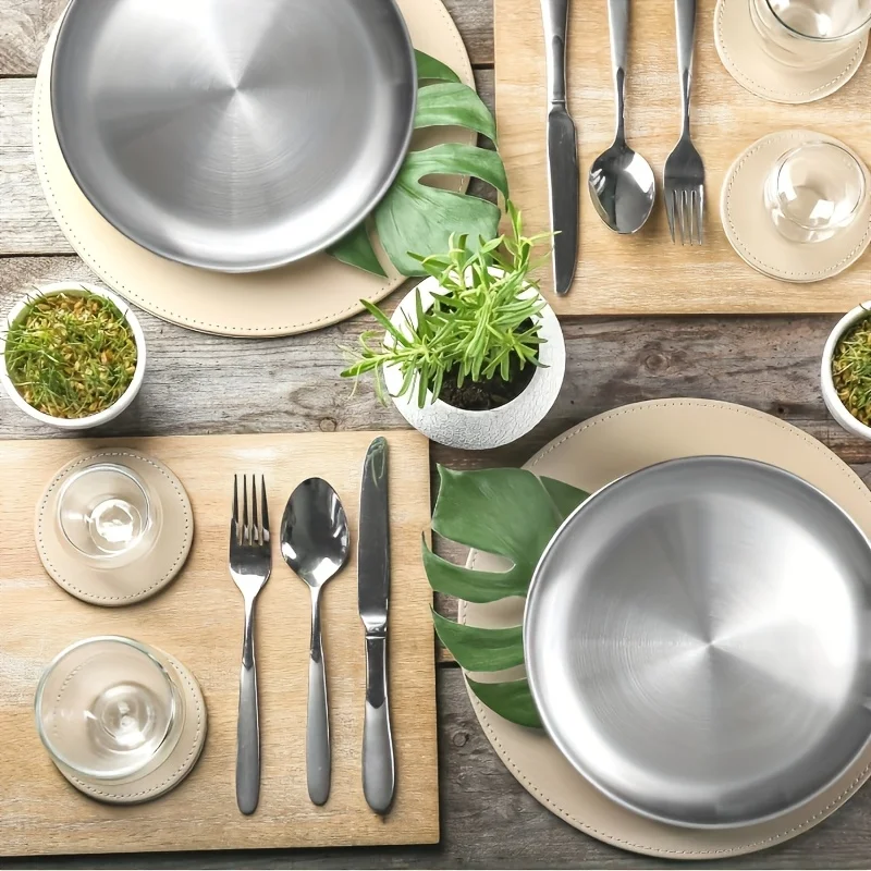 مجموعة مكونة من 10 قطع مكونة من 304 ألواح من الفولاذ المقاوم للصدأ، متينة وغير سامة، خالية من مادة BPA، قابلة للغسل في غسالة الأطباق، مناسبة للاستخدام المنزلي والخارجي