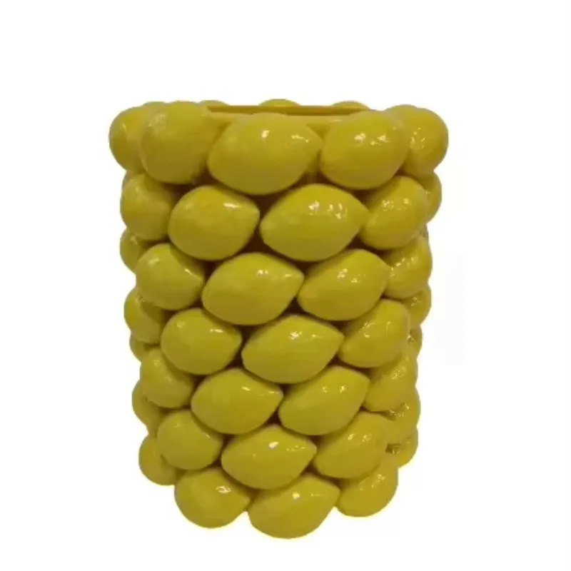 

Yellow Lemon Fruit Vase Flower Pots for Home Decoration Fruit Collections Ceramic