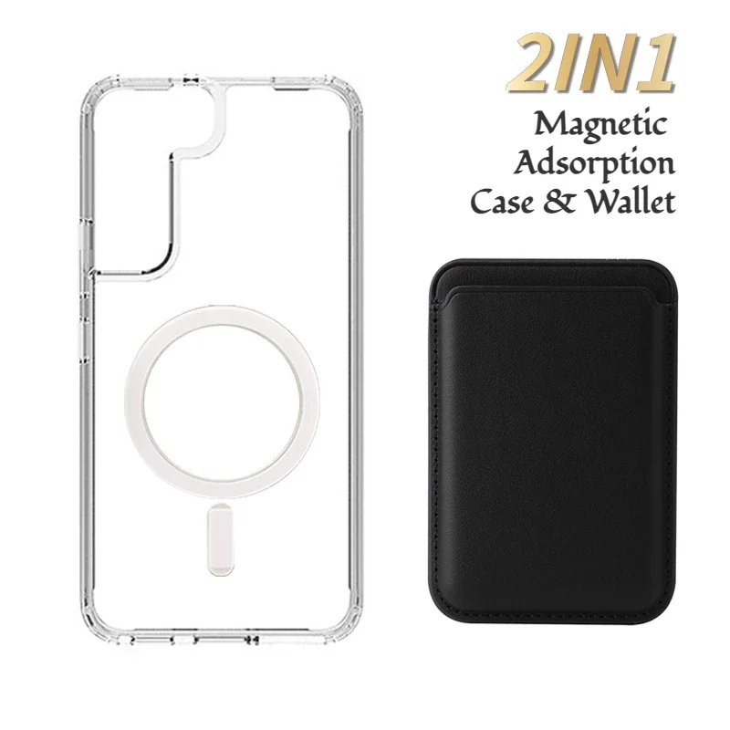 2 in 1 für Magsafe Kartenhalter Brieftasche magnetische klare Hülle für Samsung Galaxy S26 S25 Ultra S24 S23 FE S22 S21 Note 20 Ultra Plus
