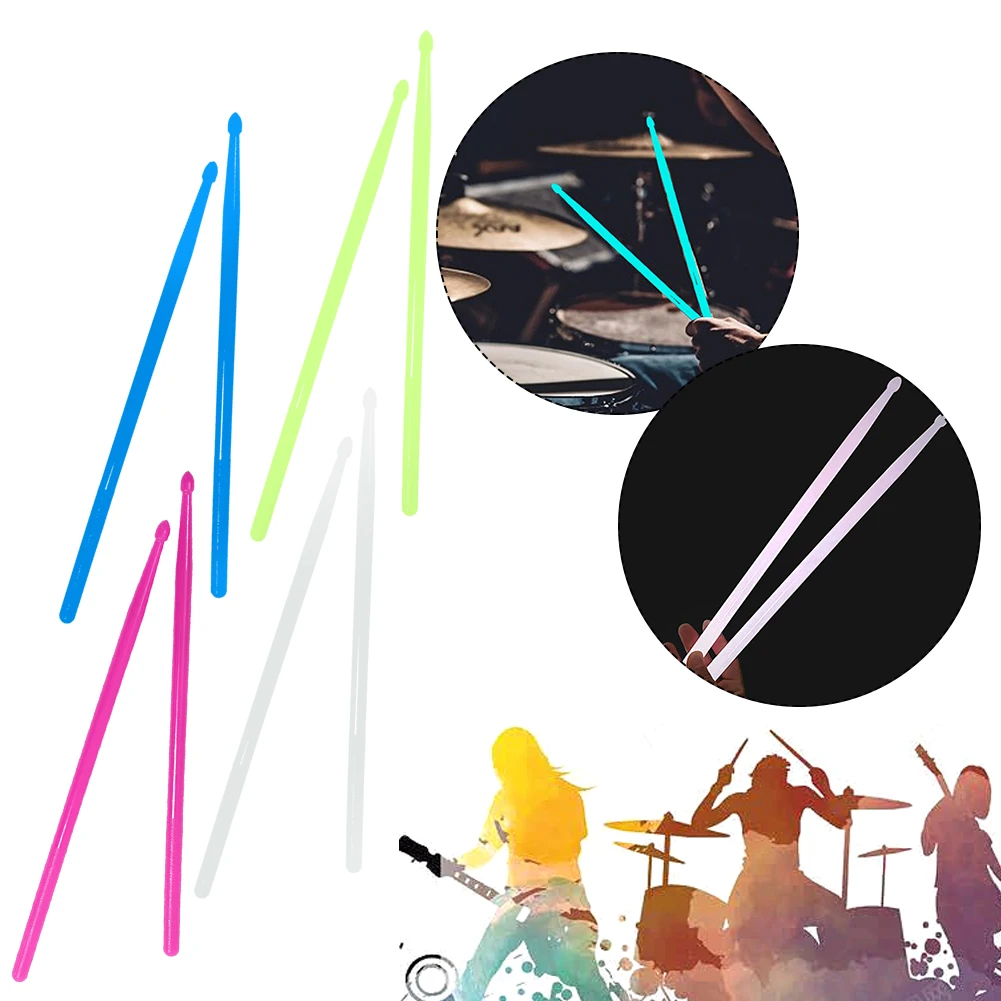 2 Pcs 5A Light Up Drum Sticks Luminous Drum Stick 4 Color Glow in The Dark Musical Instruments Stage Performance Drumsticks